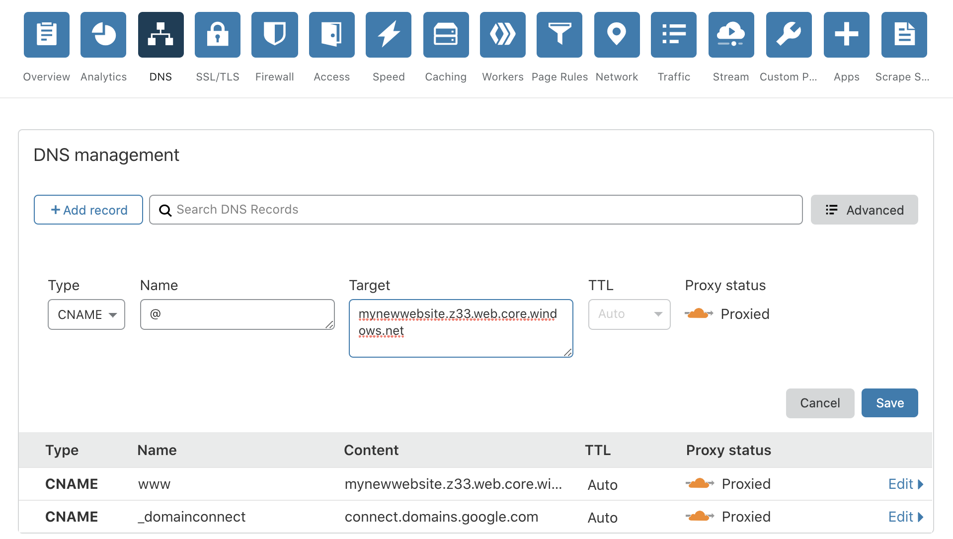 Configure Cloudflare - Add Root Dns Record