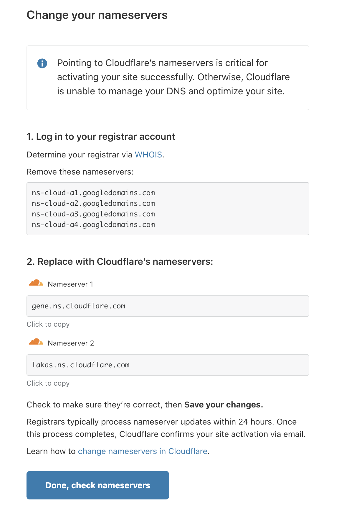 Configure Cloudflare - Change Your Nameservers