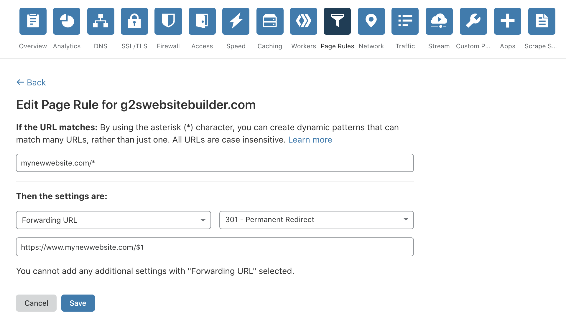 Configure Cloudflare - Create A Page Rule