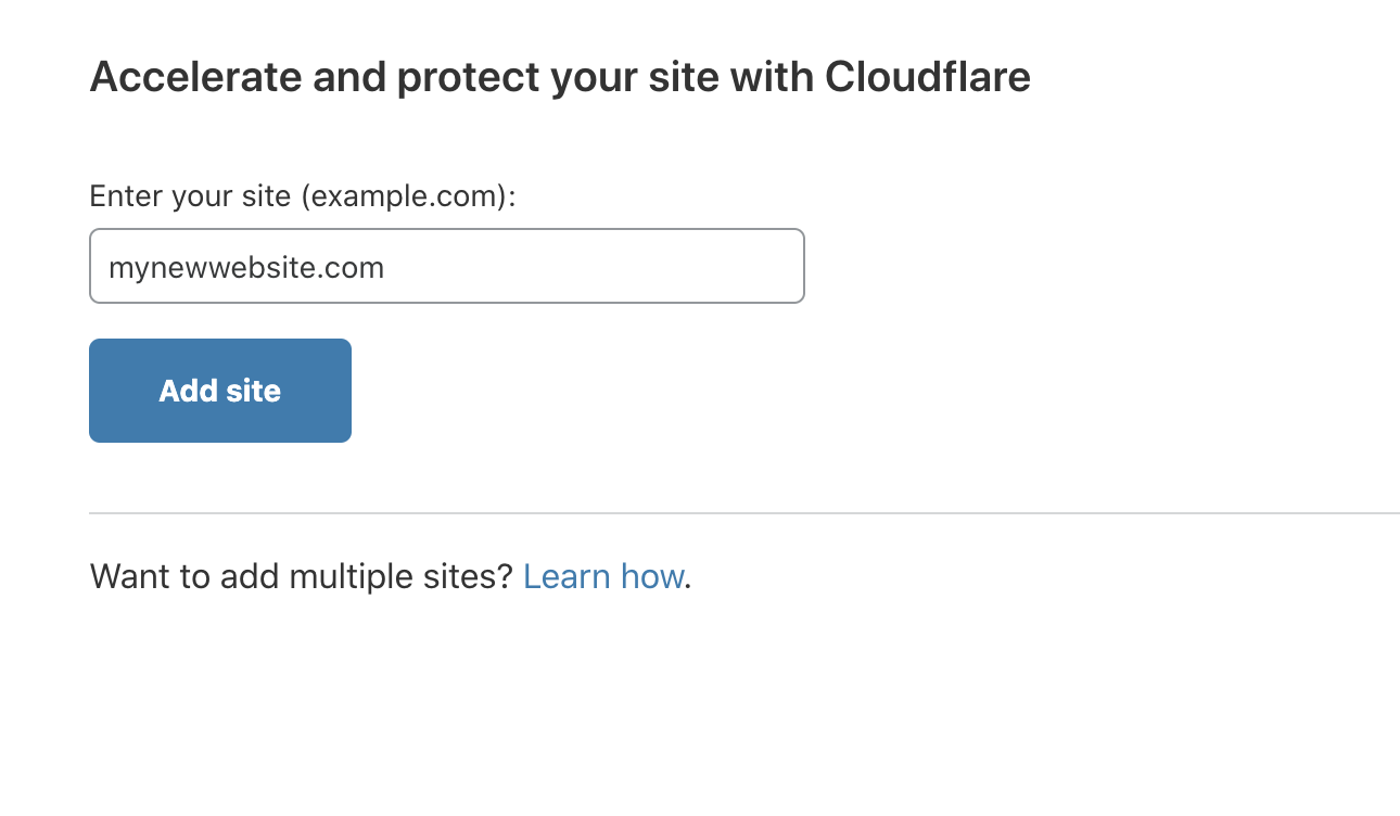 Configure Cloudflare - Enter Domain