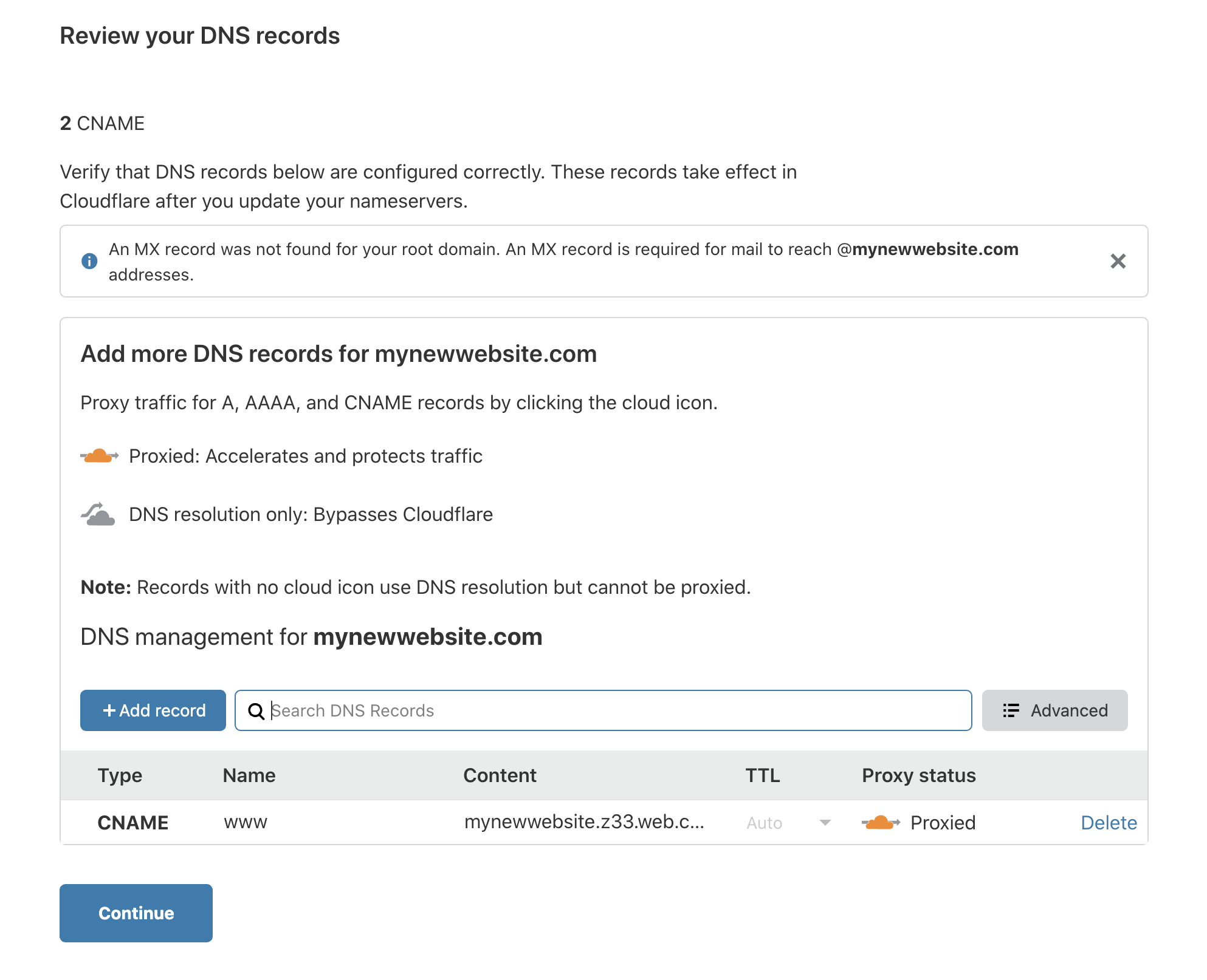 Configure Cloudflare - Review Dns Records